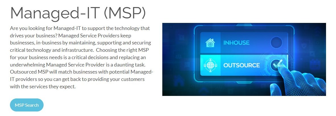 The managed IT section of the Outsourced MSP site