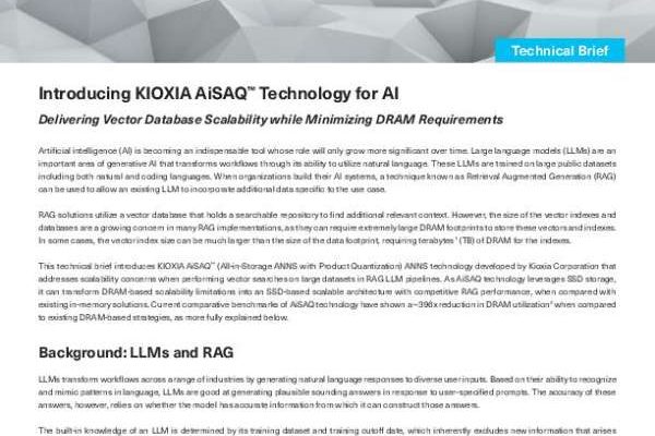 KIOXIA AiSAQ Intro Tech Brief thumb